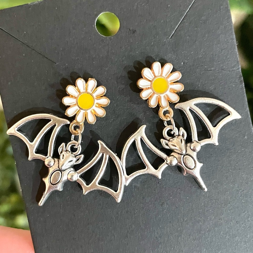 Floral Bat Earrings